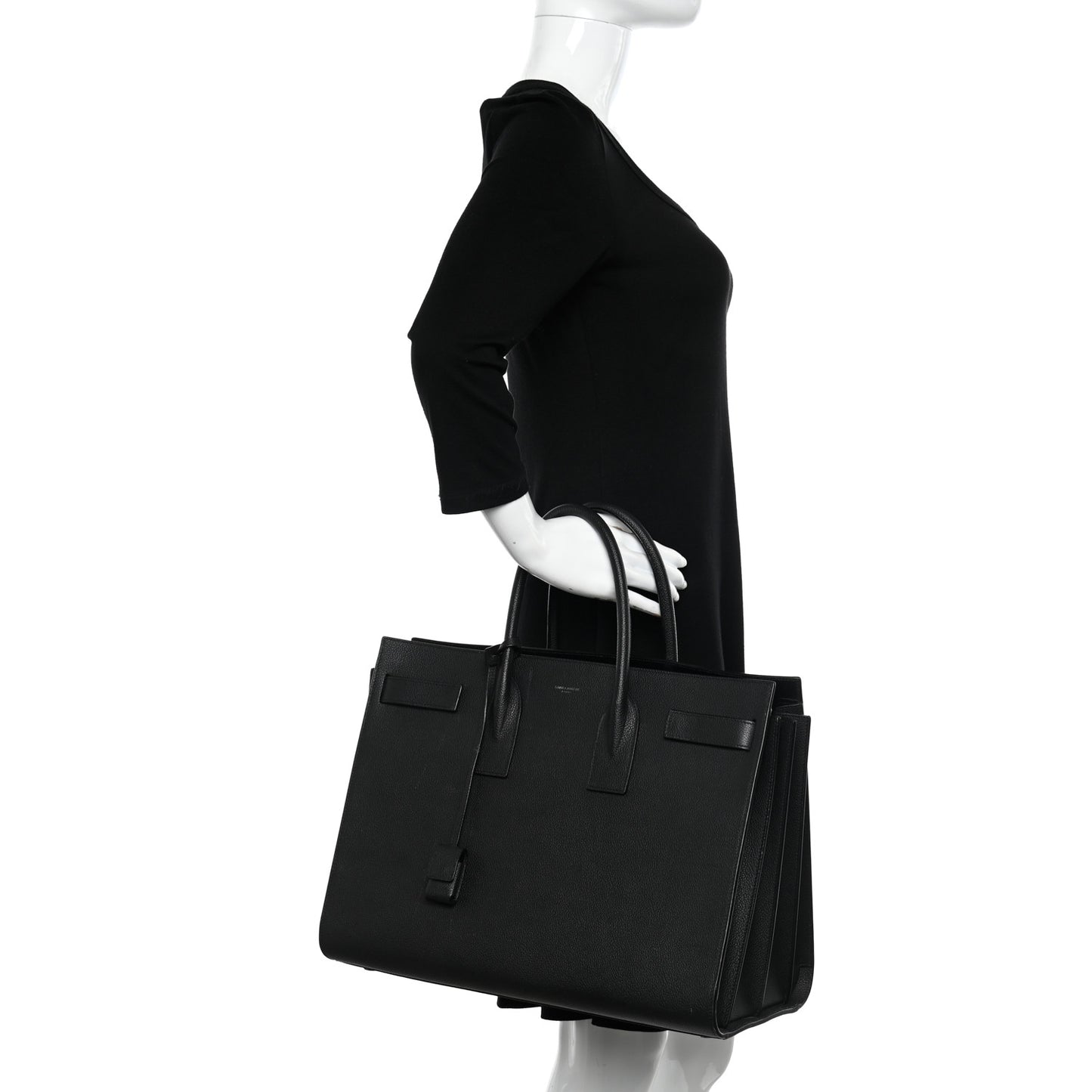 Grained Calfskin Large Sac De Jour Carryall Black