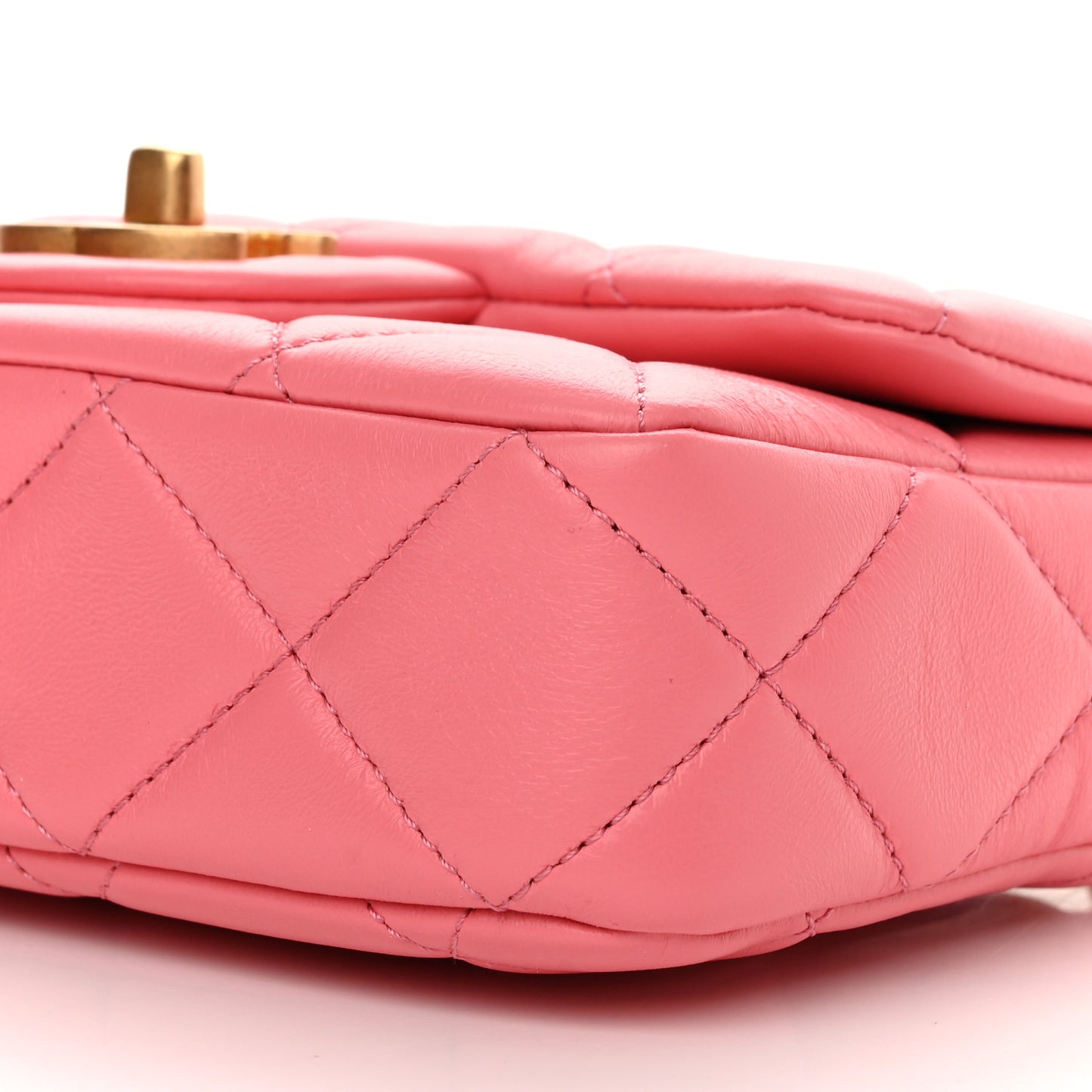 Lambskin Enamel Quilted Pending CC Mini Square Flap Pink