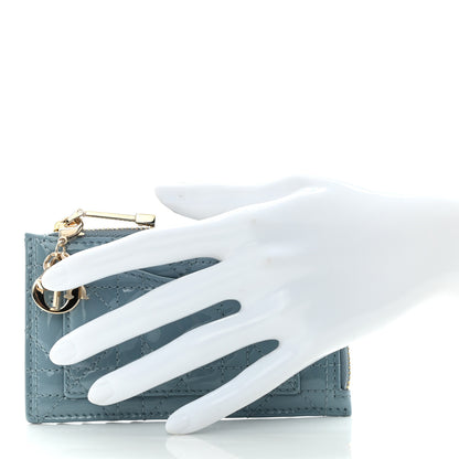 Christian Dior Patent Cannage Lady Dior Card Holder Cloud Blue 2 of 9