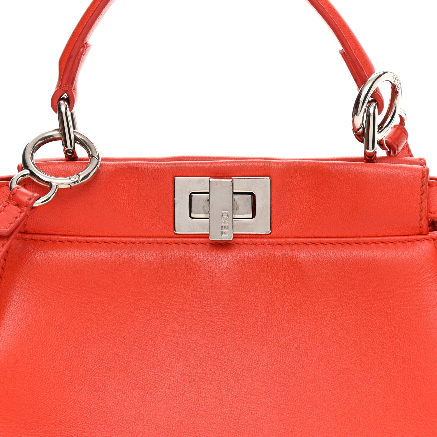 Fendi Nappa Mini Peekaboo Iconic Satchel Papavero 9 of 12