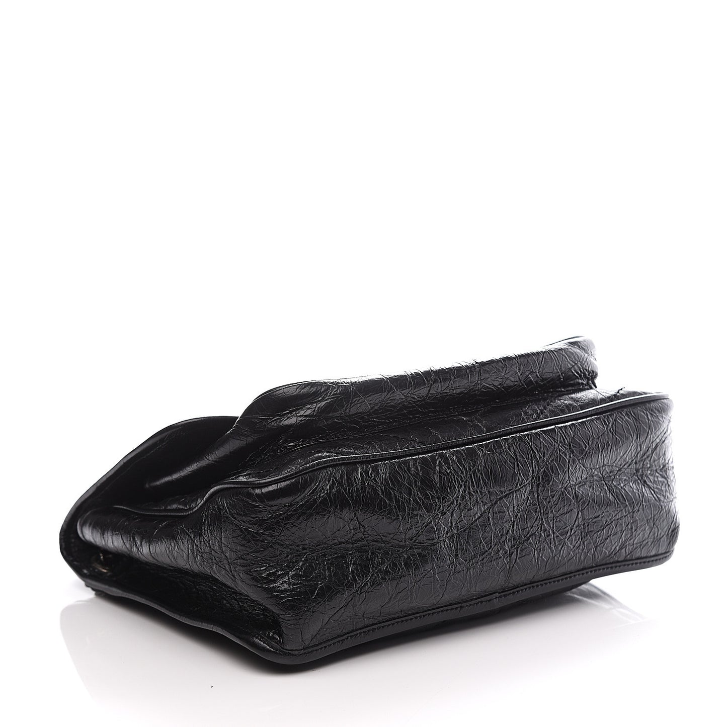 Crinkled Calfskin Matelasse Monogram Medium Niki Chain Satchel Black