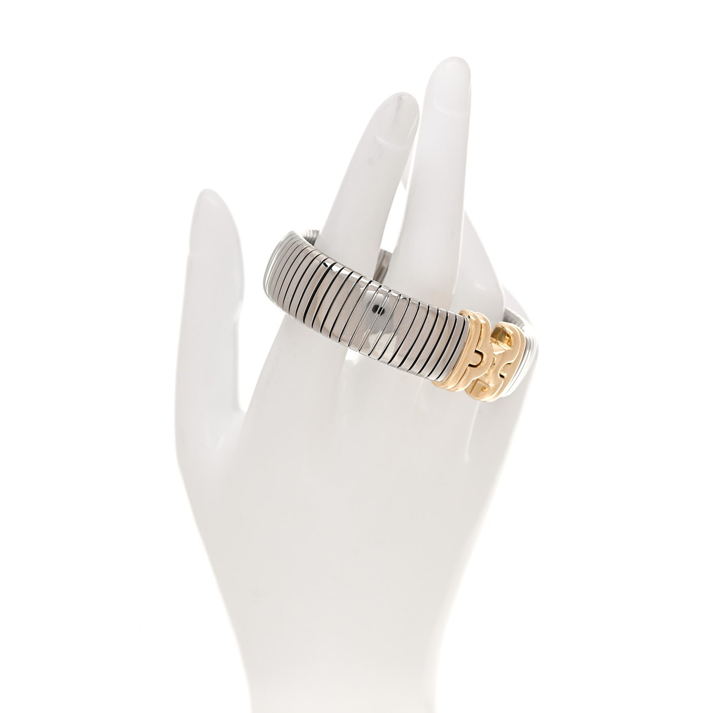 Stainless Steel 18K Yellow Gold Wide Tubogas Bracelet