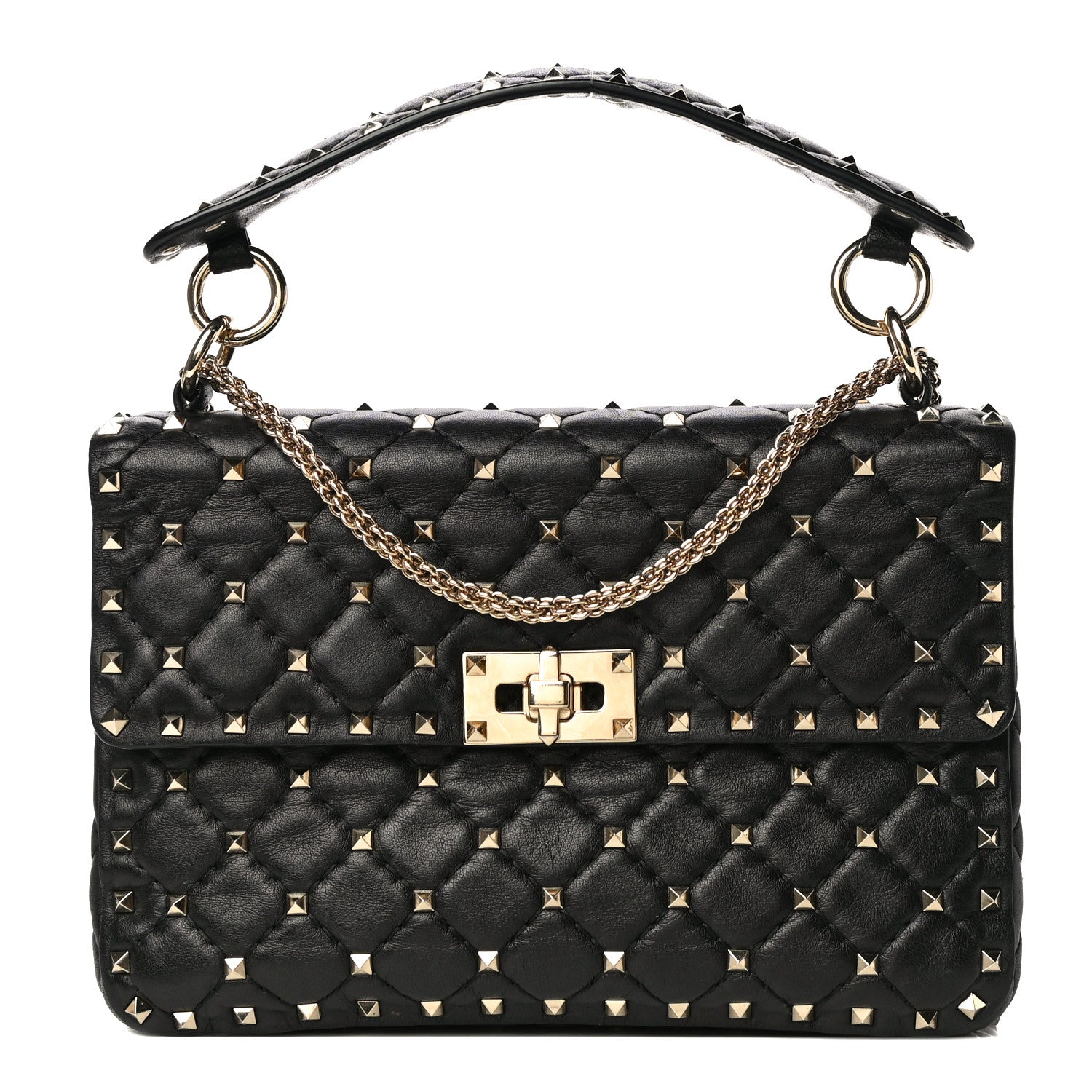 Valentino Garavani Lambskin Medium Rockstud Spike Shoulder Bag Black 1 of 11