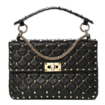 Valentino Garavani Lambskin Medium Rockstud Spike Shoulder Bag Black 1 of 11