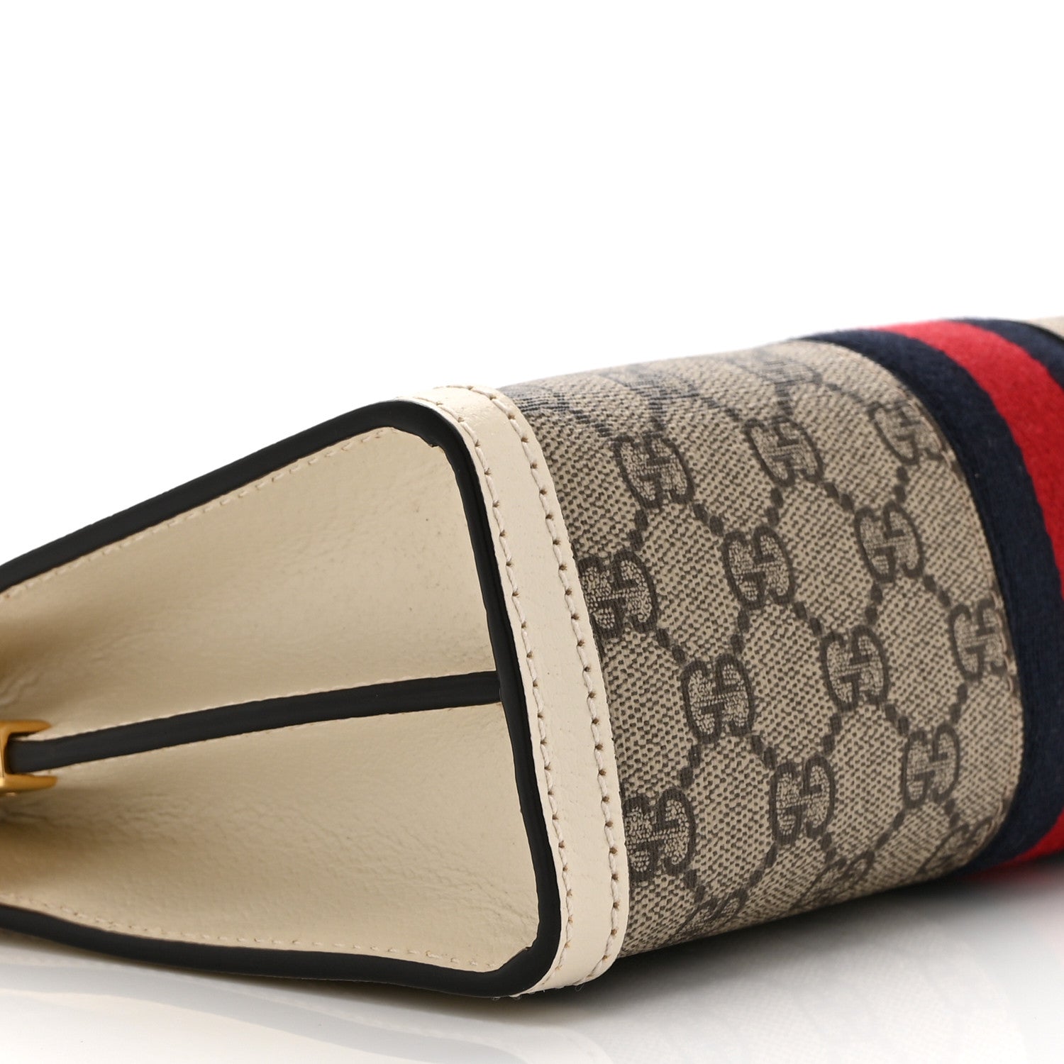Gucci GG Supreme Monogram Textured Calfskin Web Small Ophidia Chain Shoulder Bag Beige Ebony Mystic White 10 of 11