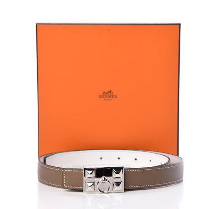 Hermes Epsom Swift 24mm Collier De Chien CDC Belt 80 White Etoupe 7 of 7