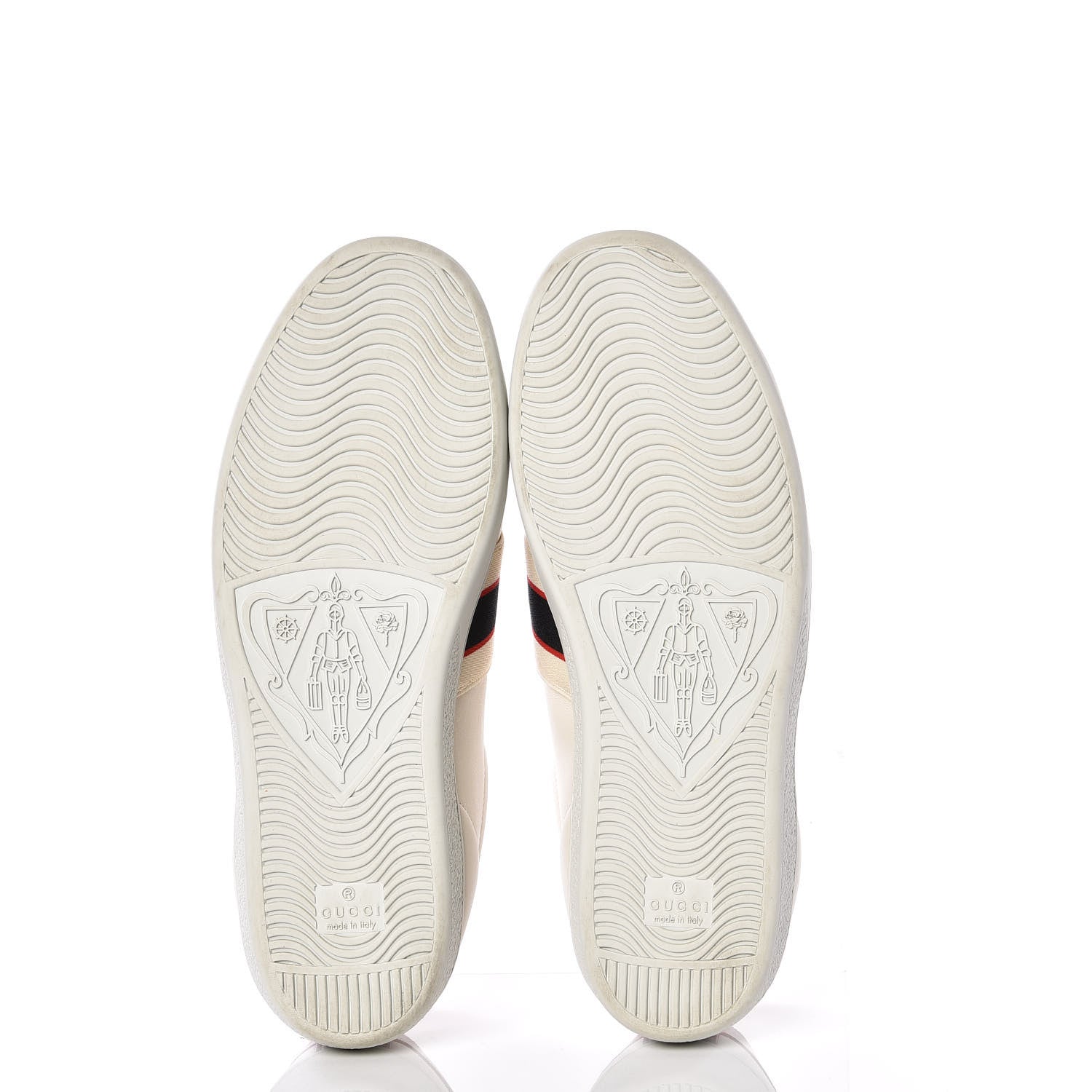 Gucci Calfskin Stripe Womens New Ace Sneakers 40 New Mystic White Ecru Red Flame 7 of 12