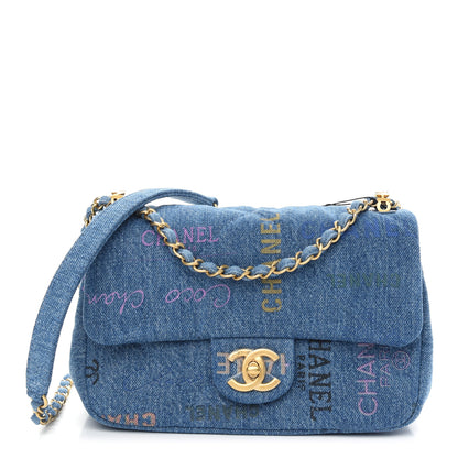 Chanel Denim Quilted Mini Denim Mood Rectangular Flap Blue Multicolor 1 of 9