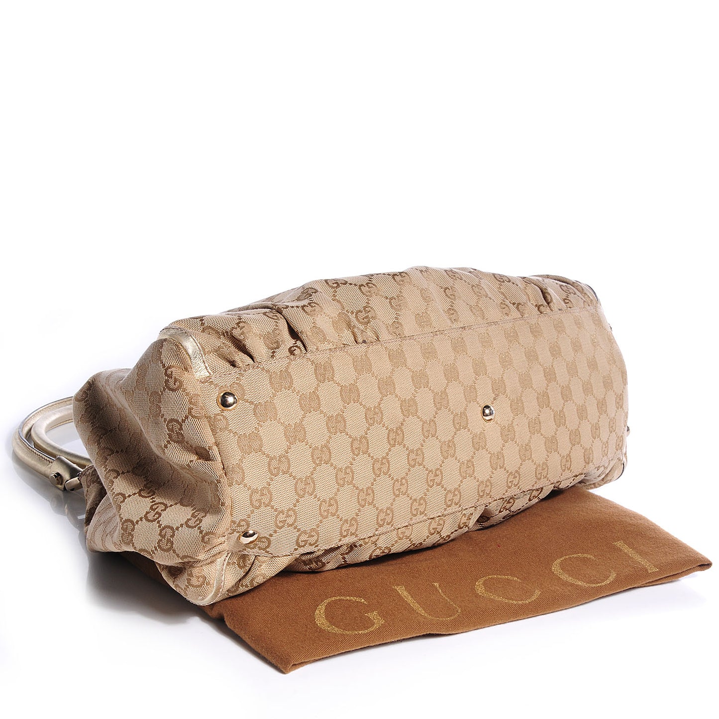 Monogram D Gold Large Shoulder Bag Metallic Gold