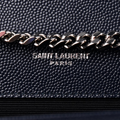 Saint Laurent Grain De Poudre Medium Classic Monogram Kate Satchel Deep Marine 6 of 9