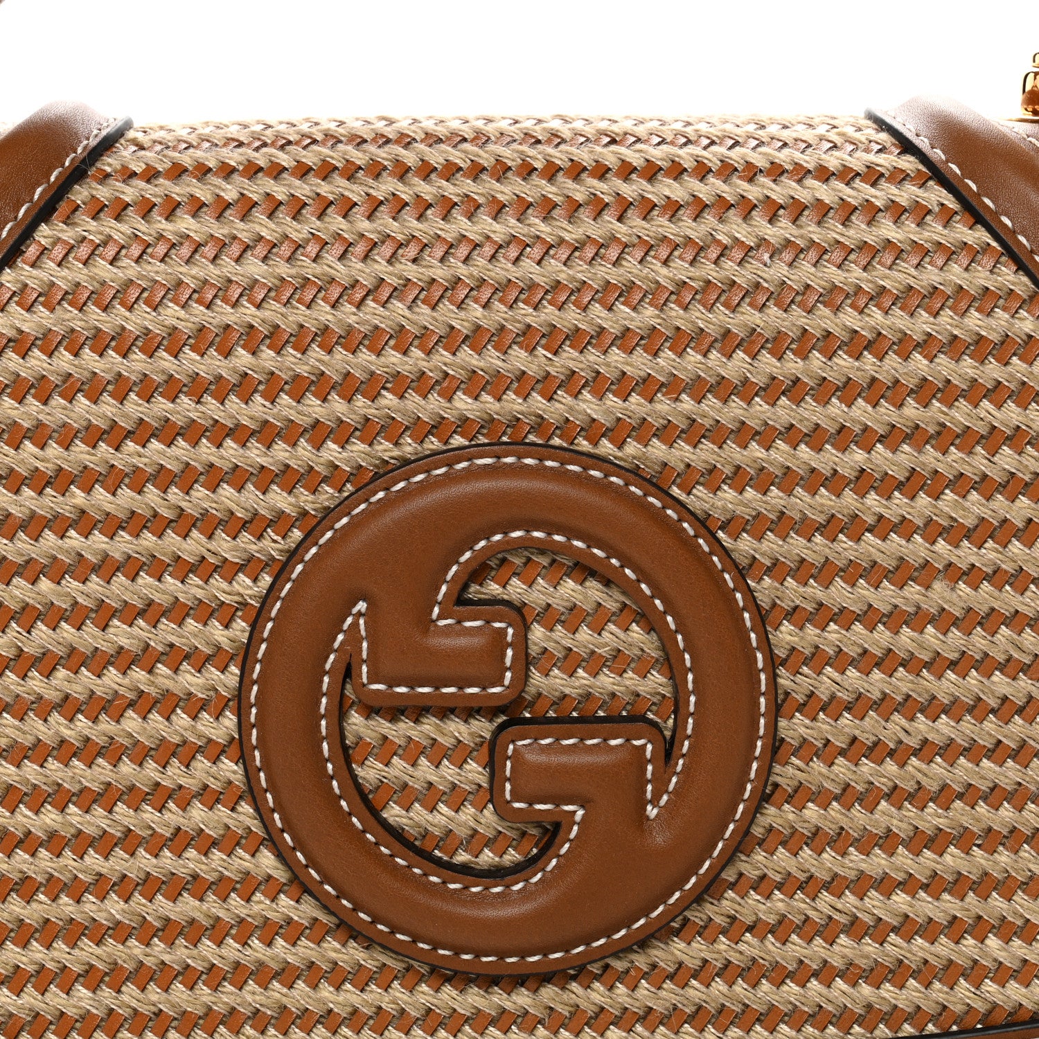 Gucci Calfskin Raffia Medium Blondie Top Handle Bag Brown 1860138