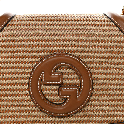 Gucci Calfskin Raffia Medium Blondie Top Handle Bag Brown 8 of 10