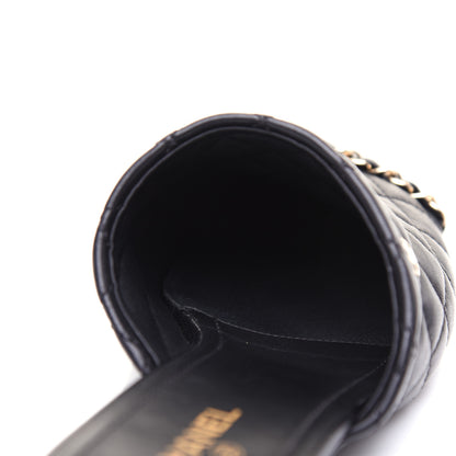 Chanel Lambskin Patent Quilted Chain Mules 37.5 Black 14 of 16
