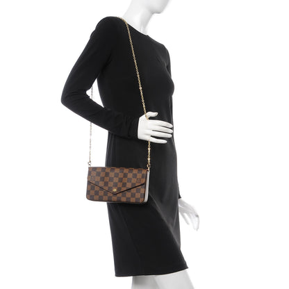 Louis Vuitton Damier Ebene Pochette Felicie Chain Wallet 2 of 11