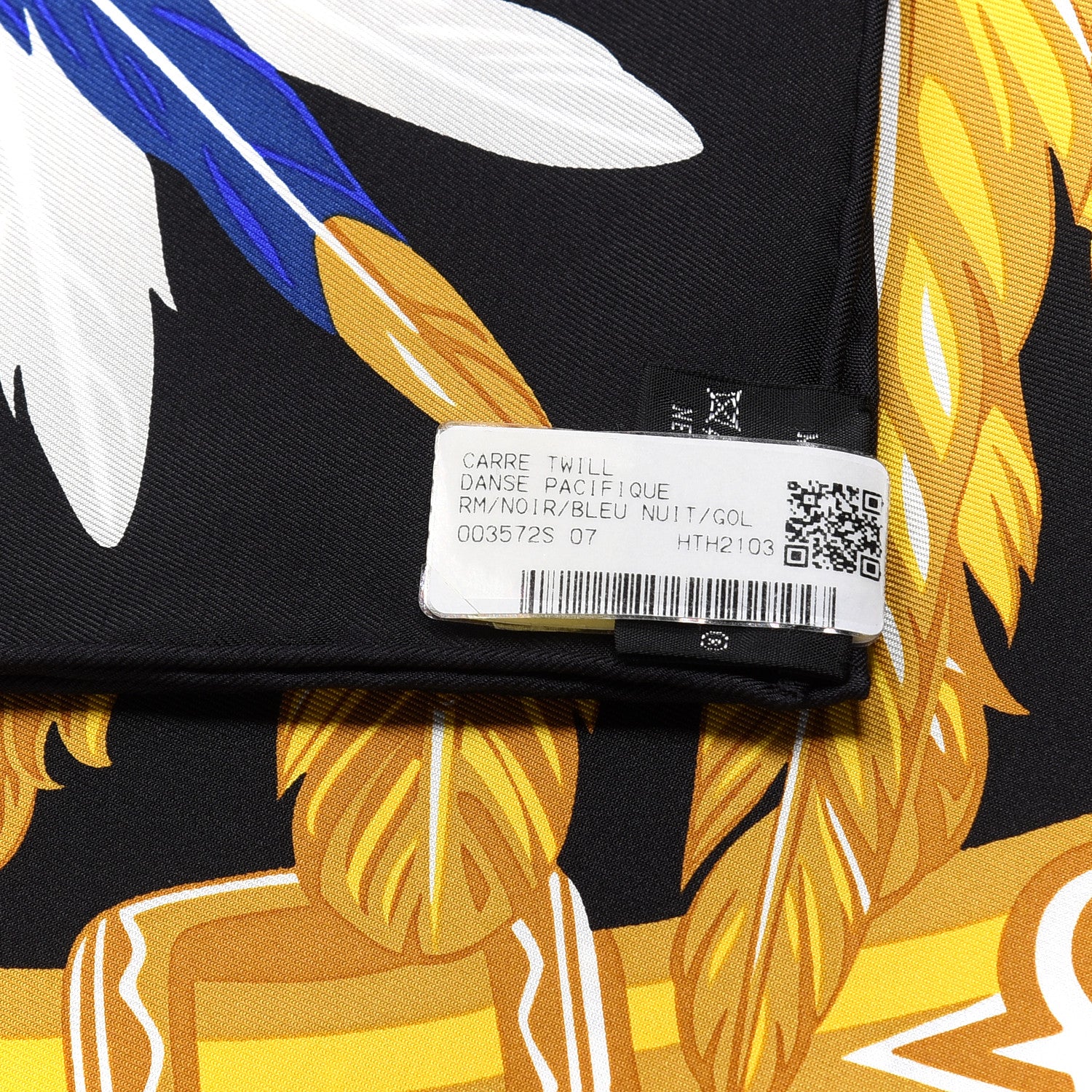 Hermes Silk Danse Pacifique Scarf 90 Black Bleu Nuit Gold 4 of 4