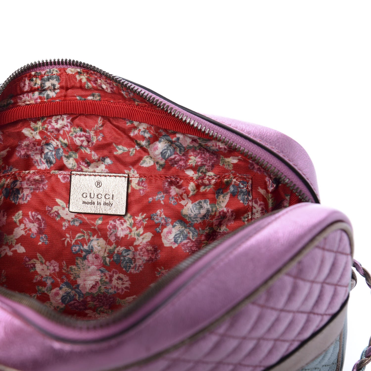 Gucci Laminated Nappa Trapuntata Small Zumi Shoulder Bag Rosa Lago Rame 8 of 10