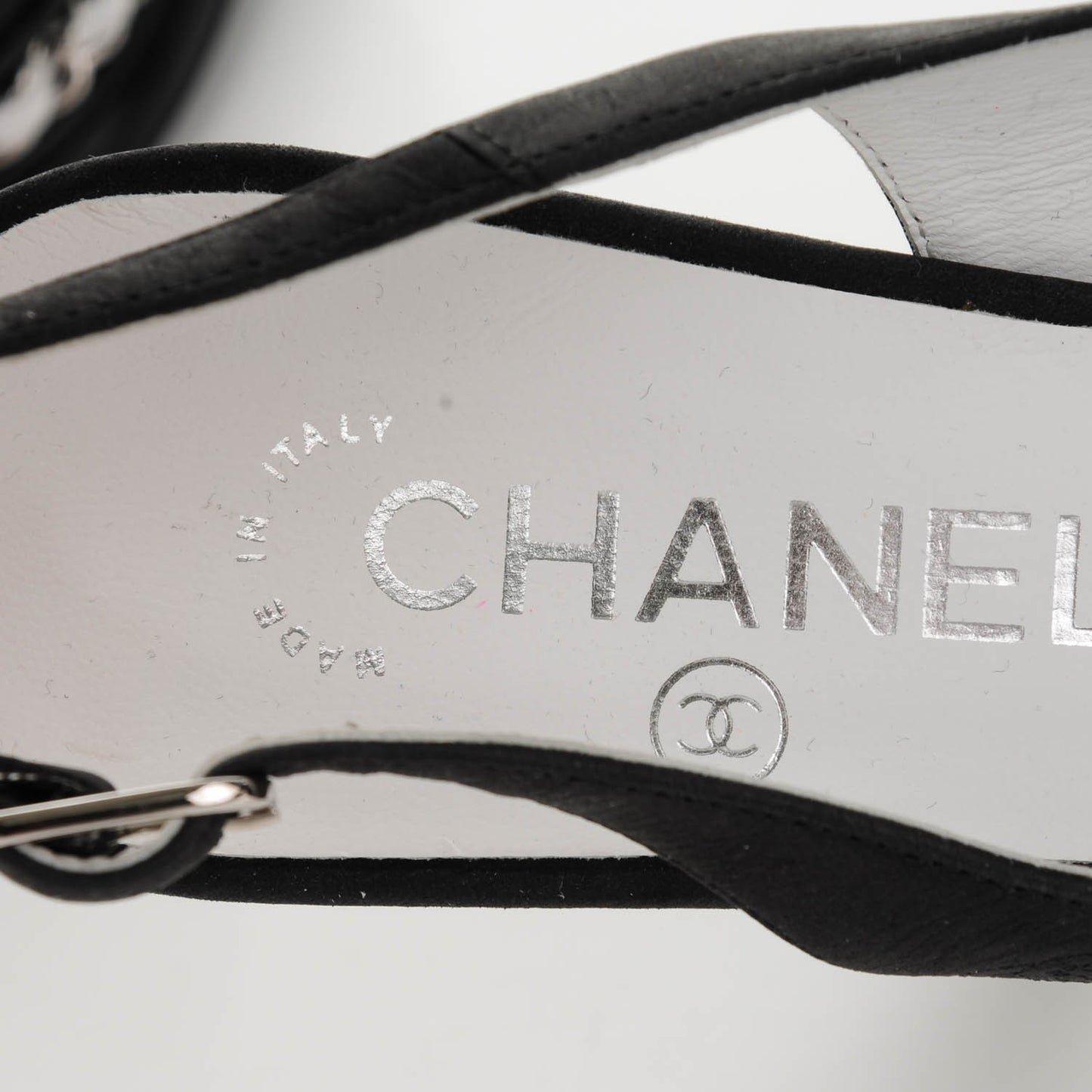 Suede Chain Peep Toe Slingback Pumps 38 Black