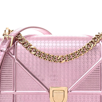Christian Dior Metallic Patent Micro-Cannage Medium Diorama Flap Bag Pink 8 of 12