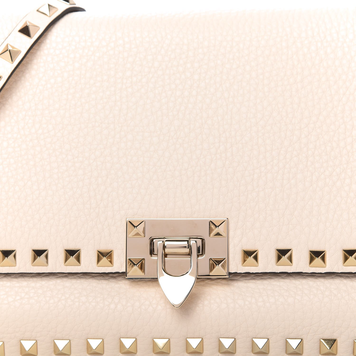 Valentino Garavani Grained Calfskin Large Rockstud Top Handle Flap Shoulder Bag Light Ivory 11 of 11