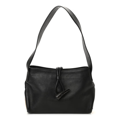 Burberry Grainy Calfskin Haymarket Check Horn Toggle Shoulder Bag Black 1 of 8