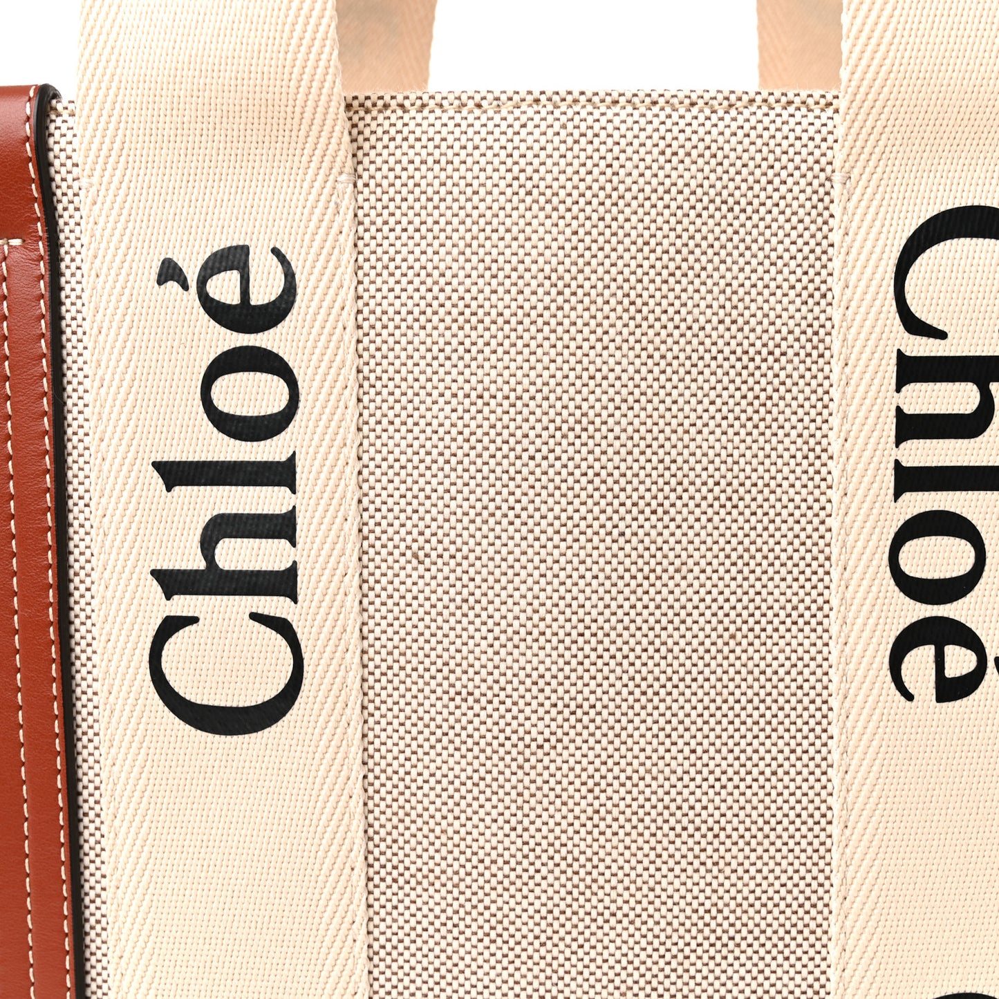 Cotton Calfskin Medium Woody Ribbon Tote White Brown
