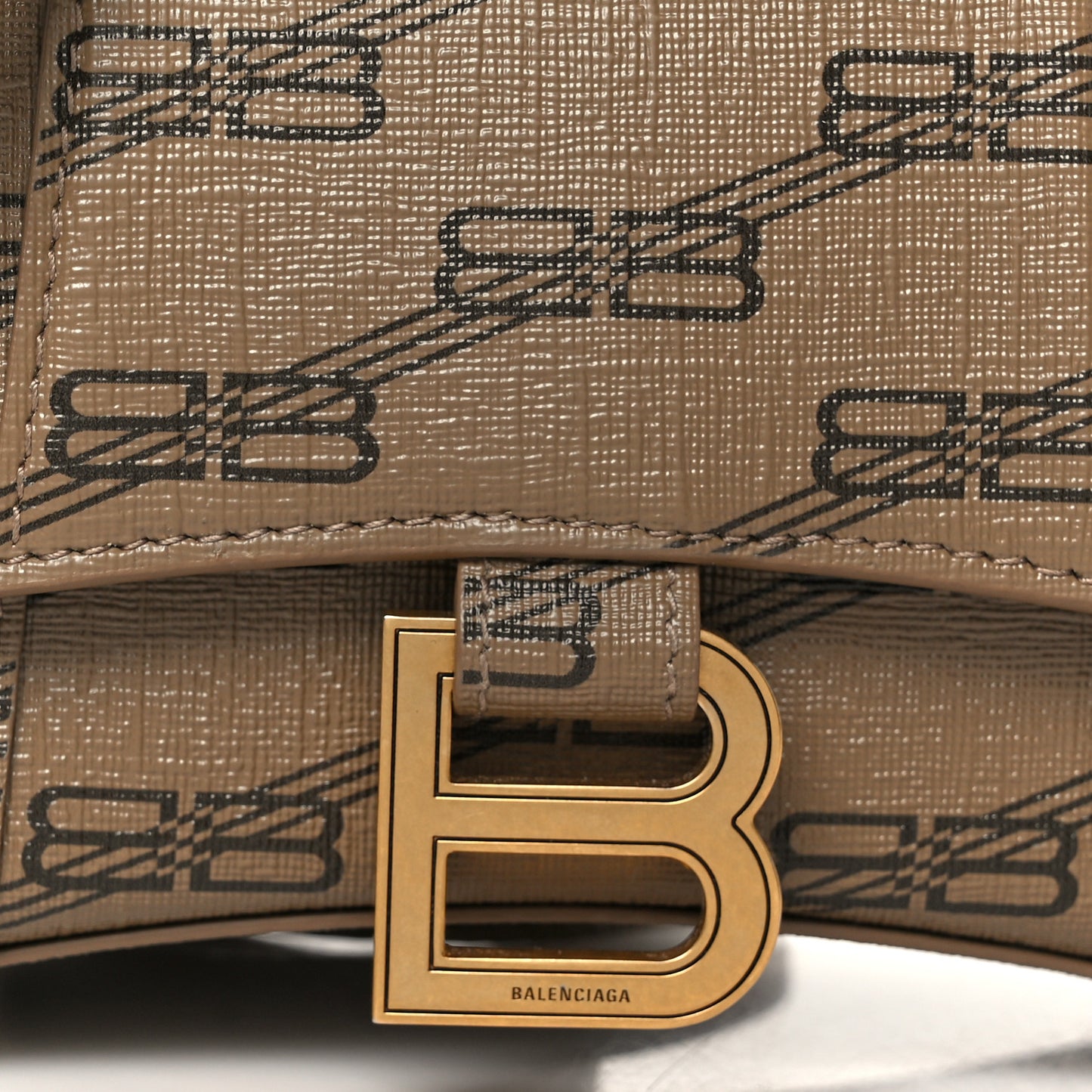 Coated Canvas BB Monogram Hourglass Top Handle Bag XS Beige Brown