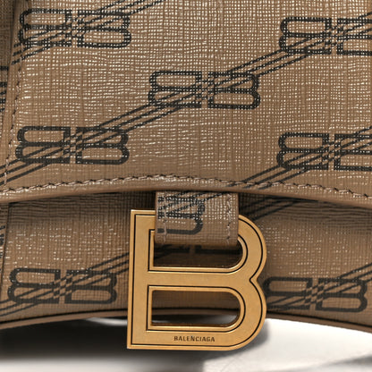 Balenciaga Coated Canvas BB Monogram Hourglass Top Handle Bag XS Beige Brown 8 of 10