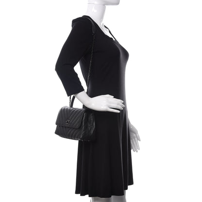 Chanel Caviar Chevron Quilted Mini Coco Handle Flap So Black 2 of 11