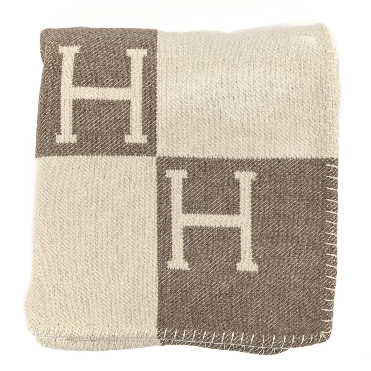 Hermes Wool Cashmere Avalon Baby Blanket Noisette Moyen White 1 of 3