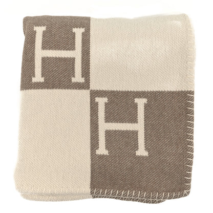 Hermes Wool Cashmere Avalon Baby Blanket Noisette Moyen White 1 of 3