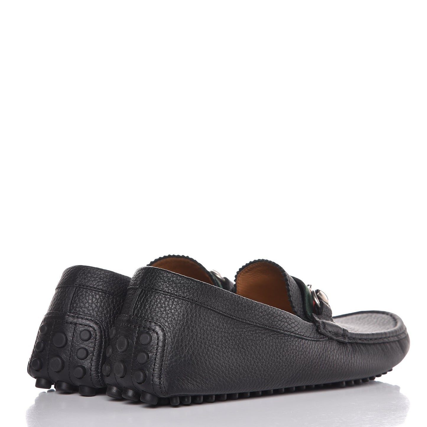 Calfskin Web Mens Horsebit Driver Loafers 8.5 Black