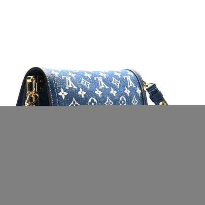 Louis Vuitton Denim Monogram Jacquard Dauphine MM Bleu 3 of 6