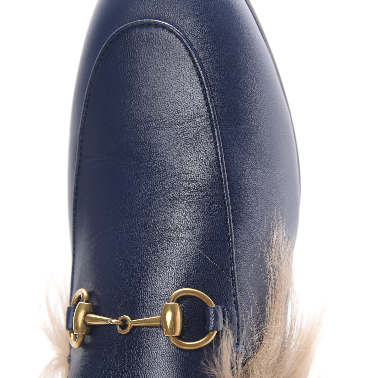 Malaga Kid Fur Womens Princetown Slippers 39 Blue Agata