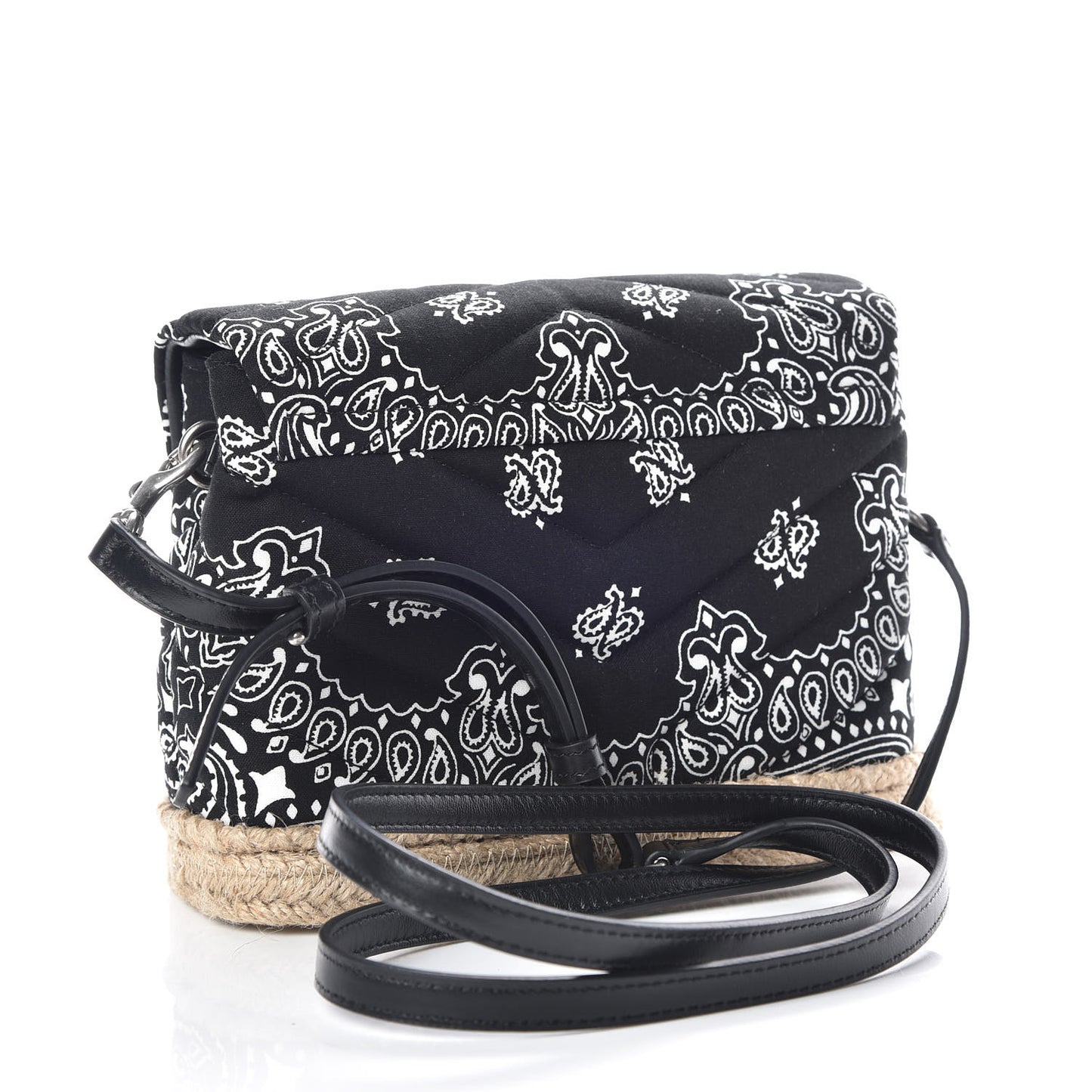 Cotton Bandana Y Quilted Monogram Toy Loulou Crossbody Bag Black White
