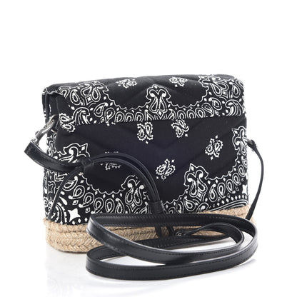 Saint Laurent Cotton Bandana Y Quilted Monogram Toy Loulou Crossbody Bag Black White 3 of 11