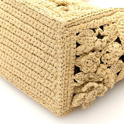 Christian Dior Woven Raffia Floral Embellished Small Book Tote Natural 11 of 12