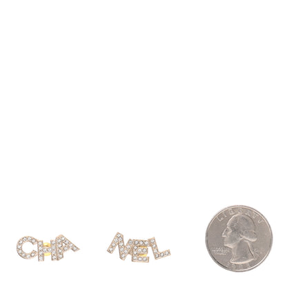 Chanel Crystal Pearl Signature Stud Earrings Gold 2 of 5