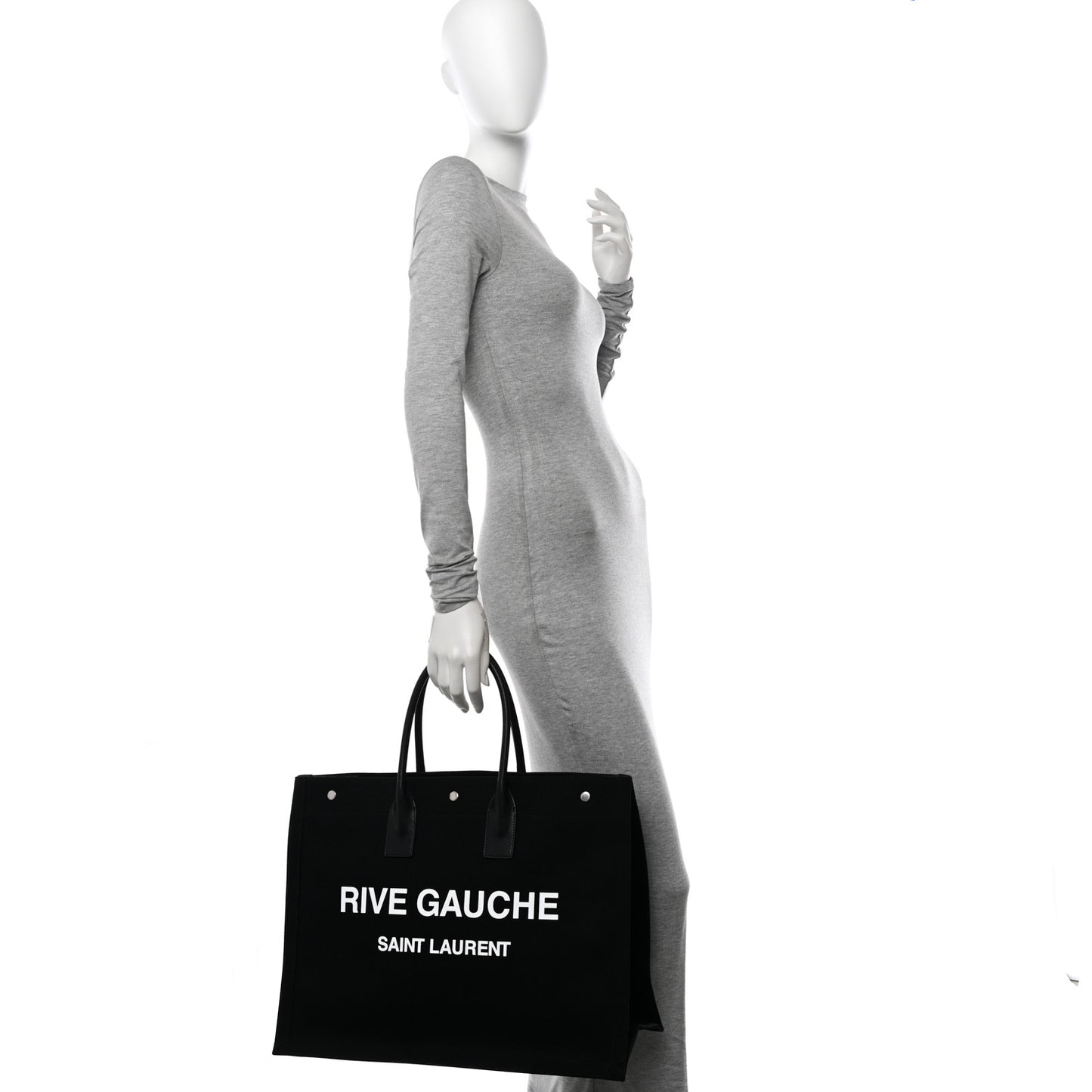Linen Calfskin Rive Gauche Tote Black