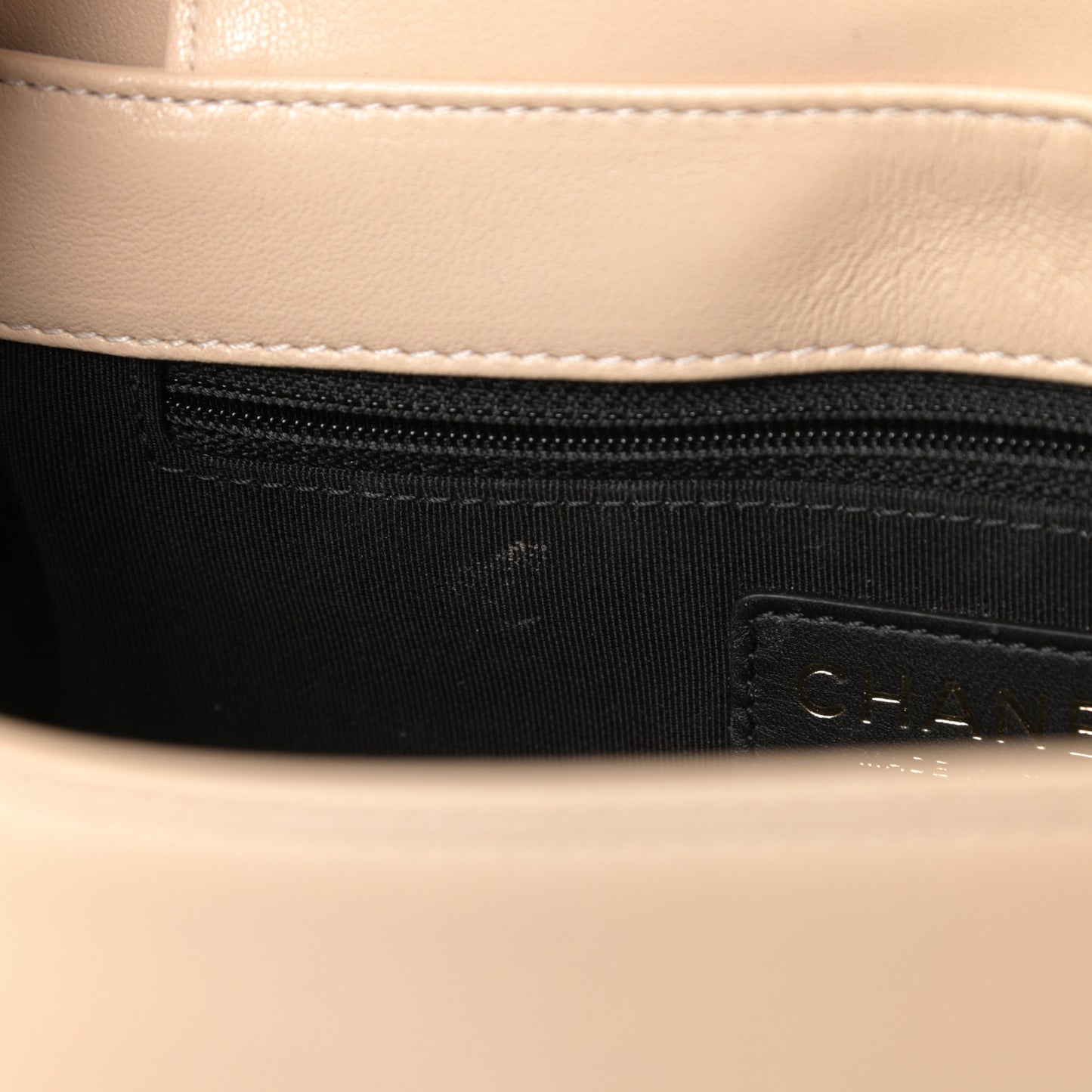 Sheepskin Quilted Medium Vintage Mademoiselle Flap Beige Black