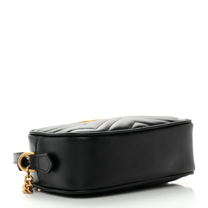 Gucci Calfskin Matelasse Mini GG Marmont Chain Shoulder Bag Black 4 of 11