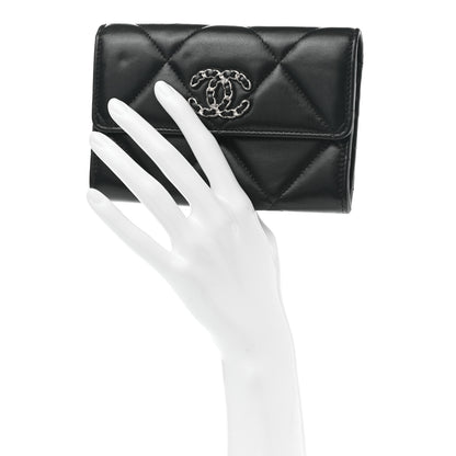 Chanel Lambskin Quilted Chanel 19 Flap Card Holder Black 2 of 9