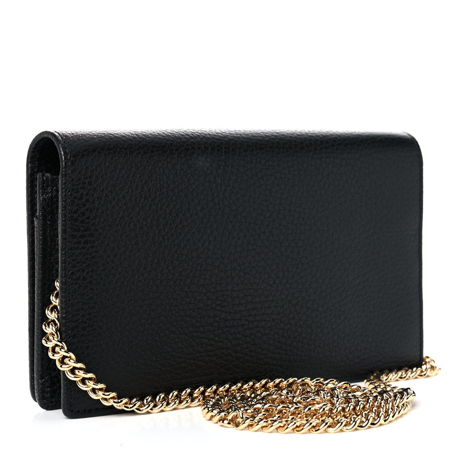 Gucci Calfskin Mini GG Marmont Chain Wallet Black 3 of 9