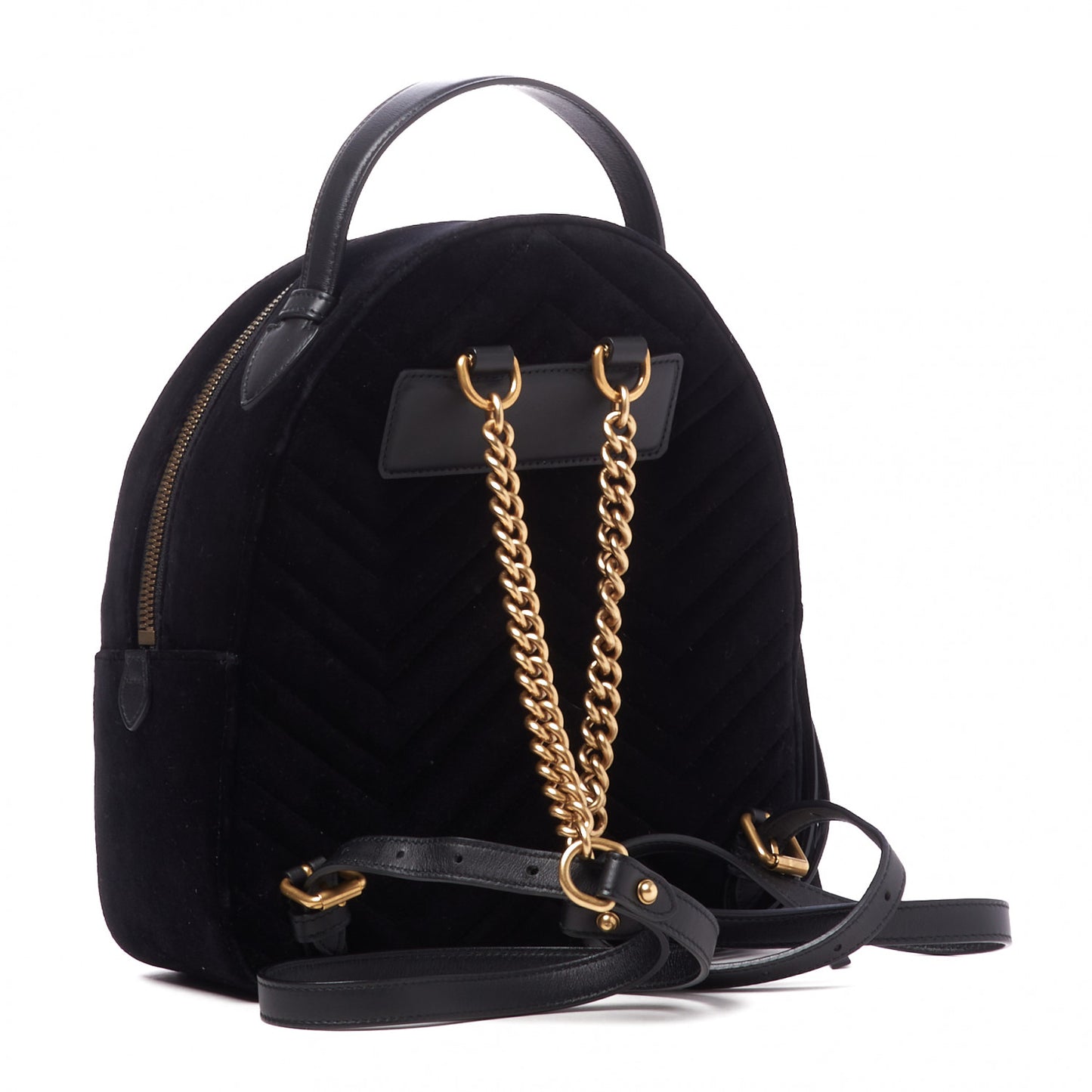 Velvet Matelasse GG Marmont Dome Backpack Black