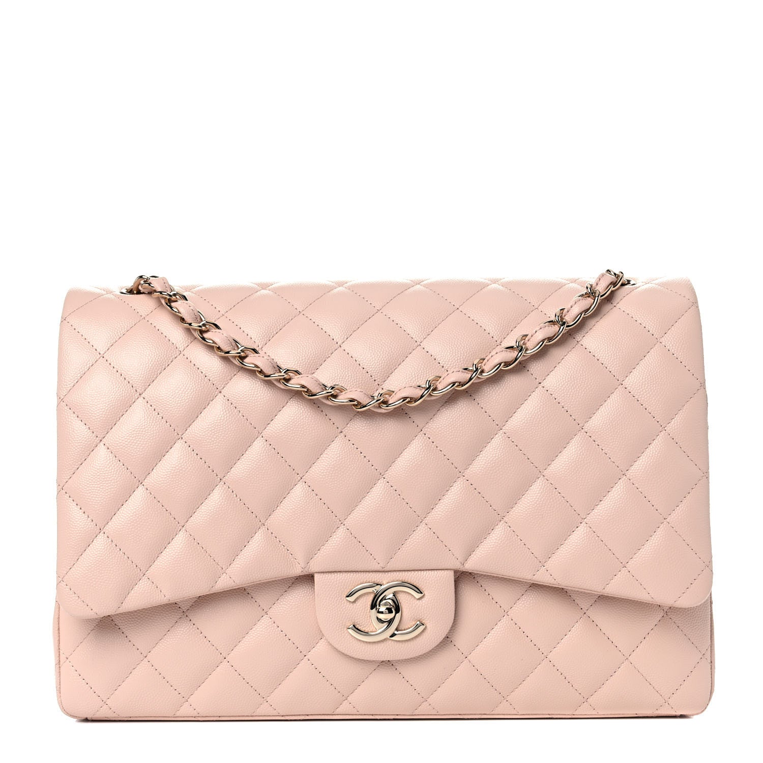 Chanel Caviar Quilted Maxi Double Flap Beige 1 of 10