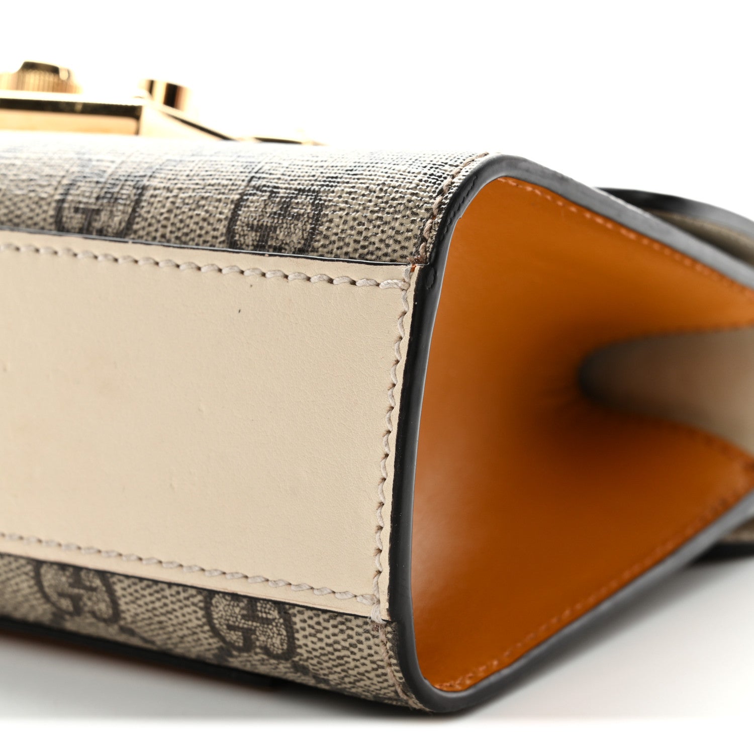 Gucci GG Supreme Monogram Calfskin Small Padlock Shoulder Bag Beige Mystic White Sun Oil 10 of 13