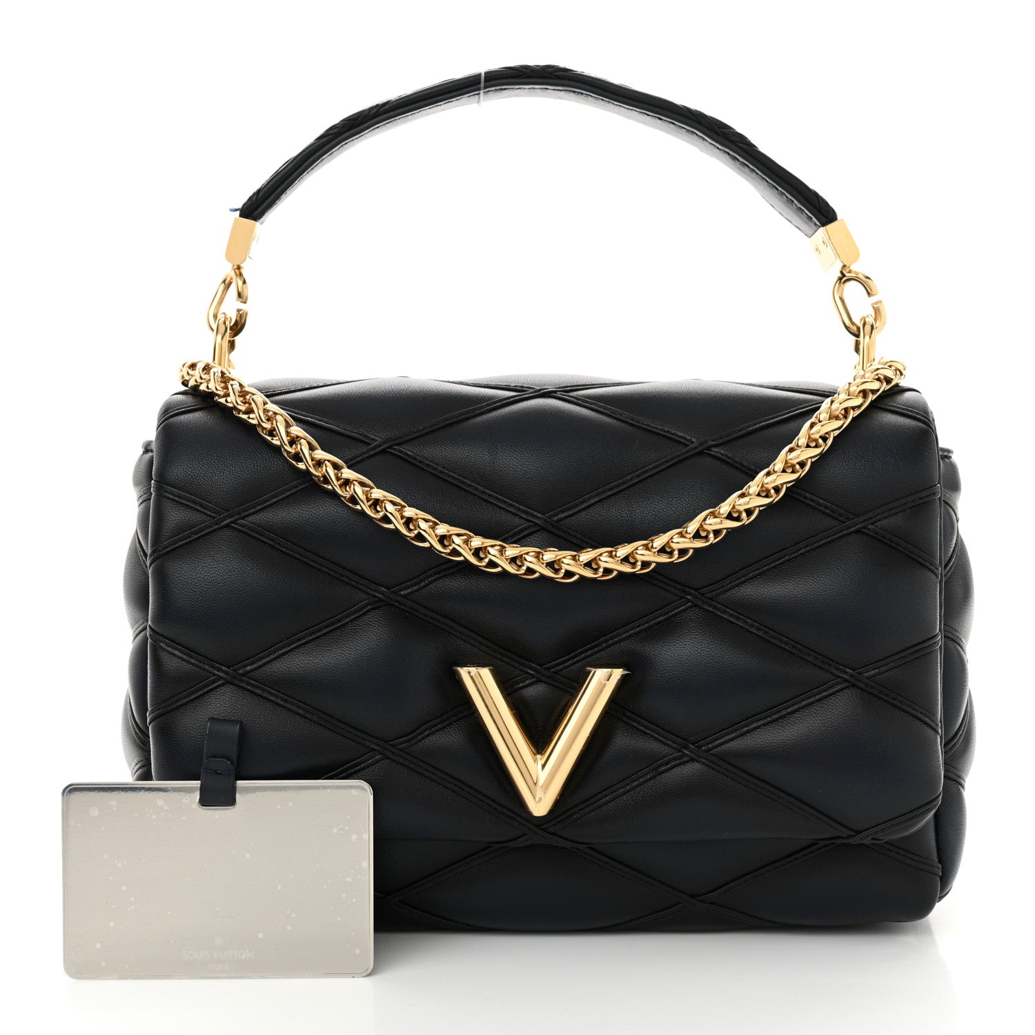 Louis Vuitton Lambskin Malletage Top Handle GO-14 MM Bleu Marine 3 of 12