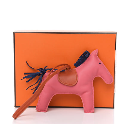 Hermes Milo Lambskin Grigri Rodeo Horse Bag Charm GM Rose Azalee Cornaline Bleu De Malte 4 of 4