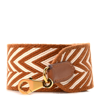 Hermes Toile Swift 50mm Sangle ZigZag Shoulder Strap Gold White 1 of 6