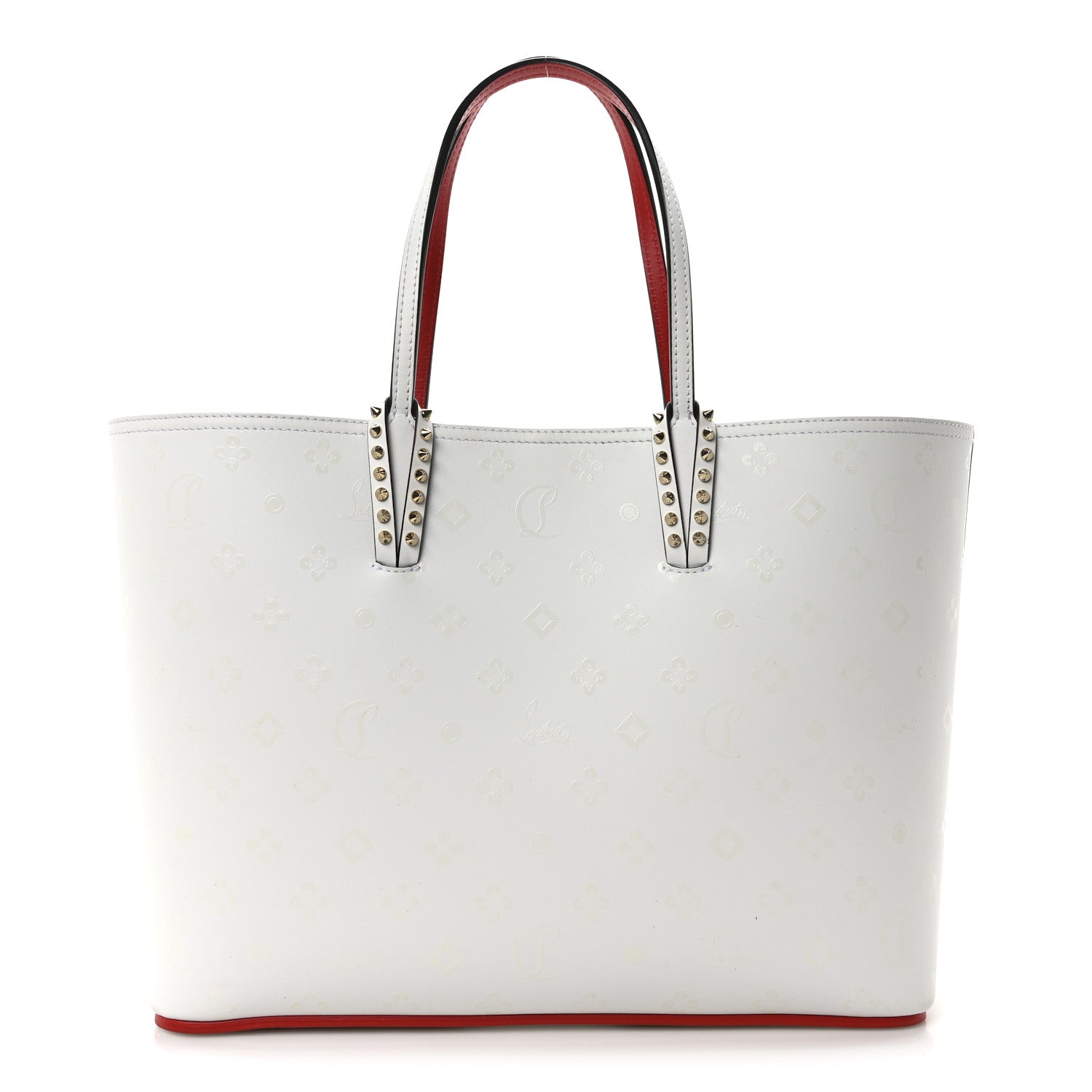 Christian Louboutin Calfskin Spikes Loubintheksy Embossed East West Cabata Tote White 1 of 11