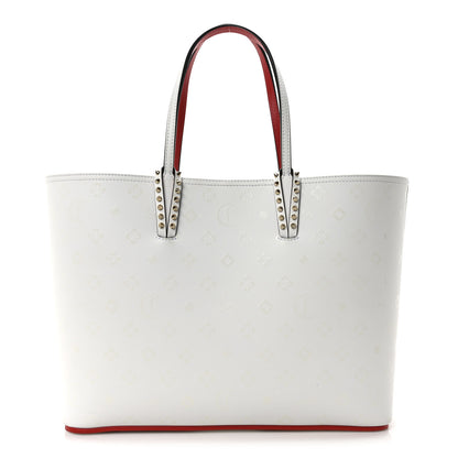 Christian Louboutin Calfskin Spikes Loubintheksy Embossed East West Cabata Tote White 1 of 11